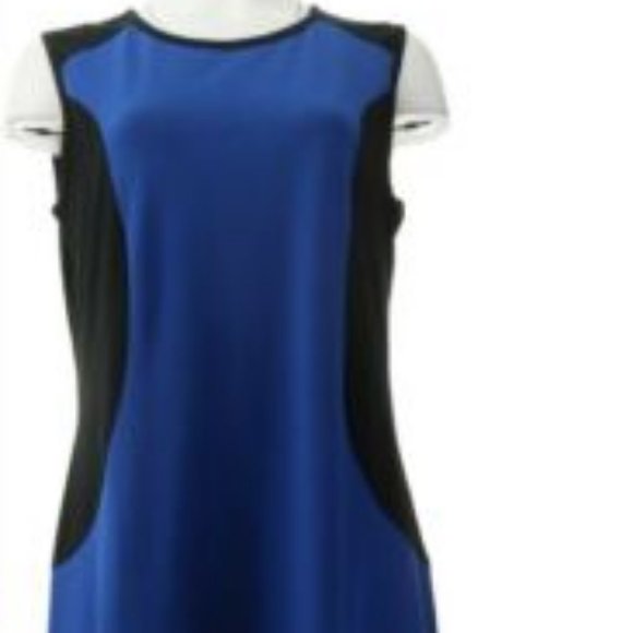 NWT DENIM&CO COLOR-BLOCK LAPIS BLUE MAXI DRESS XXS - Picture 4 of 13